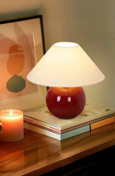 Brightech Fiona 11" Round Ceramic Coastal Led Bedside Table Lamp With Classic Empire Shade In Multi