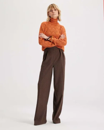 Theo The Label Ersa Pointelle Argyle Pullover In Orange