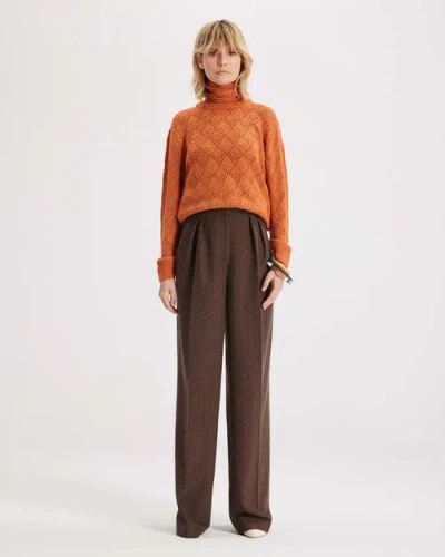 Theo The Label Ersa Pointelle Argyle Pullover In Orange