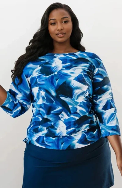 Calypsa Plus Size Margaux Swim Top In Blue