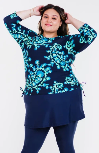 Calypsa Plus Size Margaux Swim Top In Blue