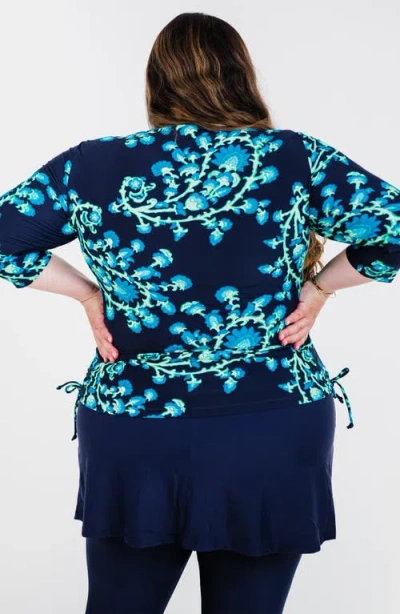 Calypsa Plus Size Margaux Swim Top In Blue
