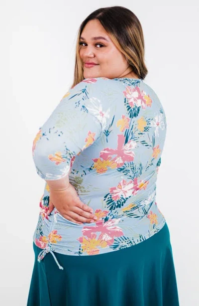 Calypsa Plus Size Margaux Swim Top In Blue