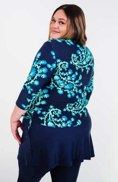 Calypsa Plus Size Margaux Swim Top In Blue