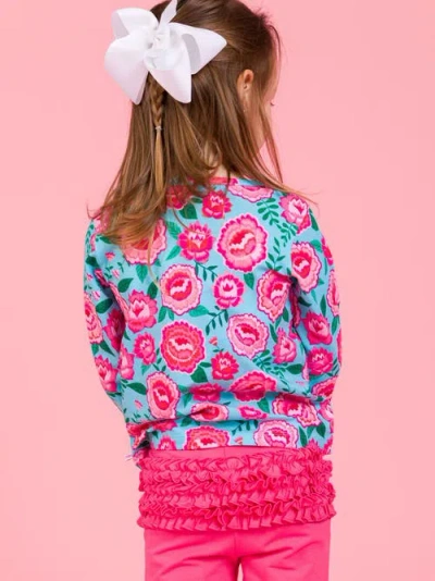 Rufflebutts Knit Long Sleeve Ruffle Layering Tee In Multi