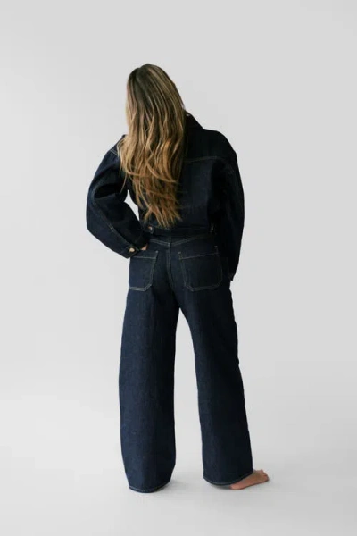 Nelle Atelier The Miri Petite Cropped Denim Jacket In Blue