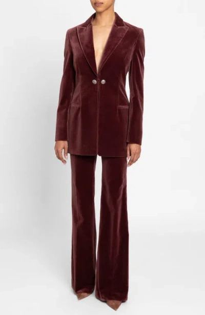 Santorelli Milli Long Velvet Jacket In Luxury Stretch Velvet In Pink