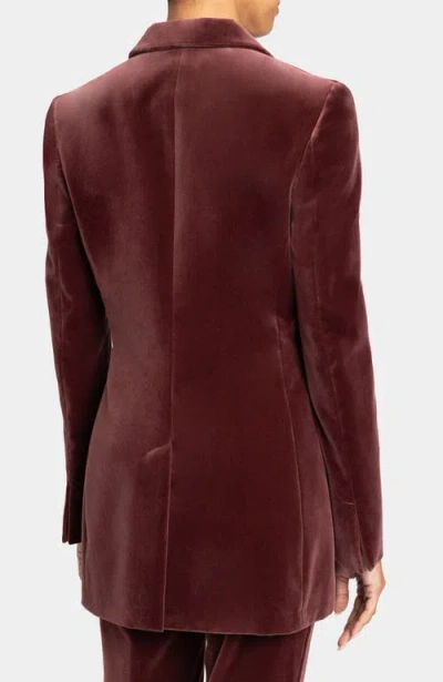 Santorelli Milli Long Velvet Jacket In Luxury Stretch Velvet In Pink