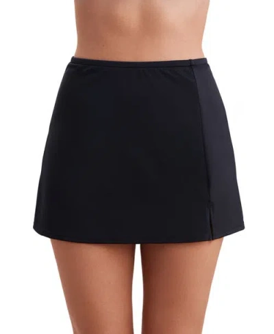 Shapesolver Side Slit Swim Skirt In Black