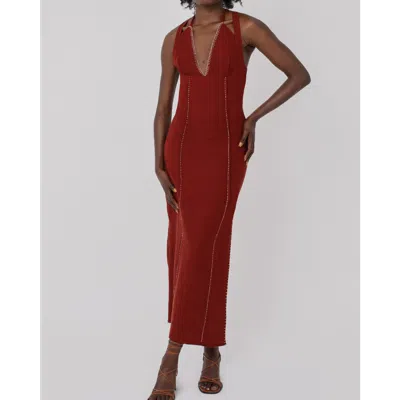 Haveli Kavya Midi Dress In Brown