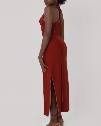 Haveli Kavya Midi Dress In Brown