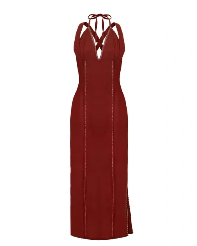 Haveli Kavya Midi Dress In Brown