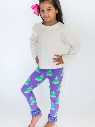 Rufflebutts Girls Ruffle Leggings In Green