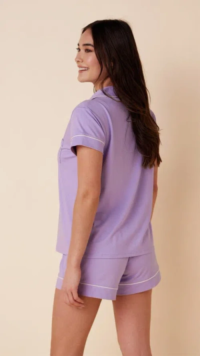 The Cat's Pajamas Pima Knit Short Pajama Set In Purple