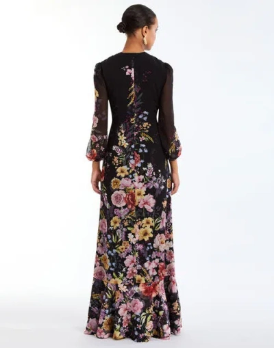 Mestiza New York Ophelia Draped Floral-print Chiffon Gown In Multi