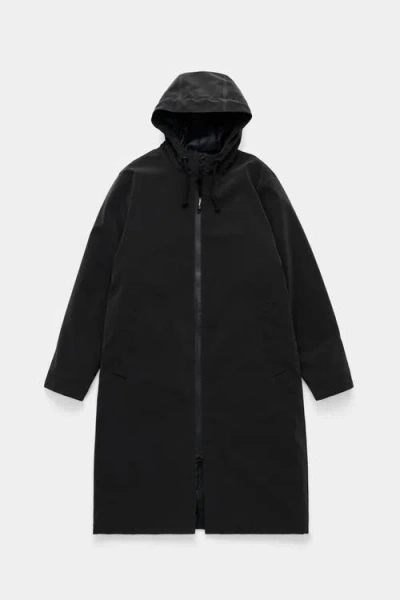 Stutterheim Stockholm Long Matte Winter Coat In Black