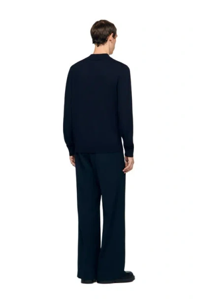 Sandro Wool Sweater With High Neck In Blue