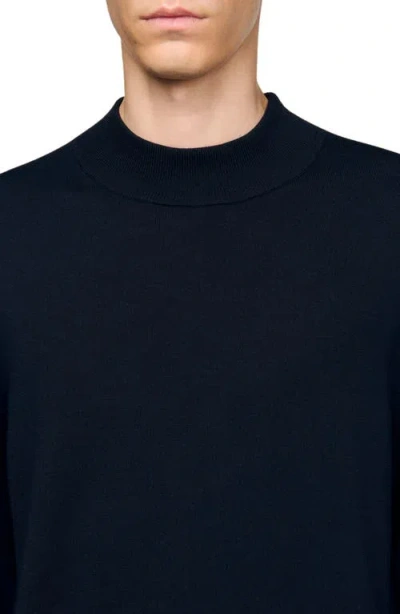 Sandro Wool Sweater With High Neck In Blue