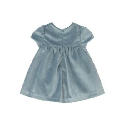 Mayoral Velvet Smocked Dress With Buttons In Blue