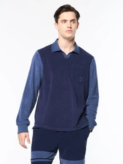 Sergio Tacchini Alvar Long Sleeve Polo In Blue
