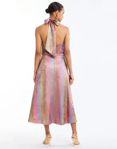 Mestiza New York Copacabana Metallic Striped Halter Midi Dress In Multi