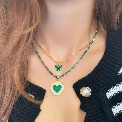The Lovery Fine Jewelry Malachite Butterfly Charm In Green