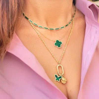 The Lovery Fine Jewelry Malachite Butterfly Charm In Green