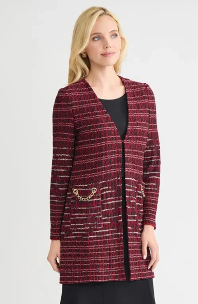 Misook Heritage Multi-stitch Knit Jacket In Brown