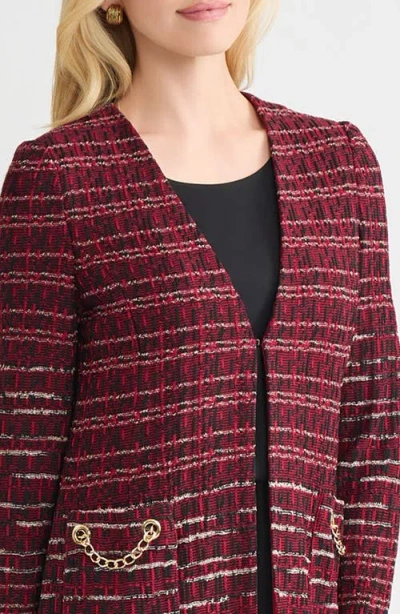 Misook Heritage Multi-stitch Knit Jacket In Brown