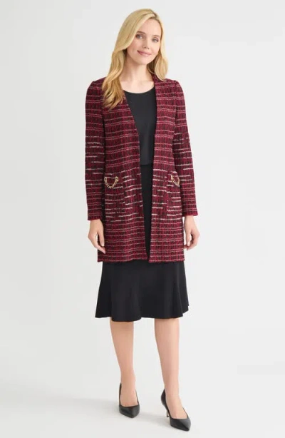 Misook Heritage Multi-stitch Knit Jacket In Brown