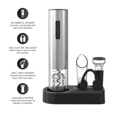 Pursonic 5-piece Electric Wine Opener Set In Multi