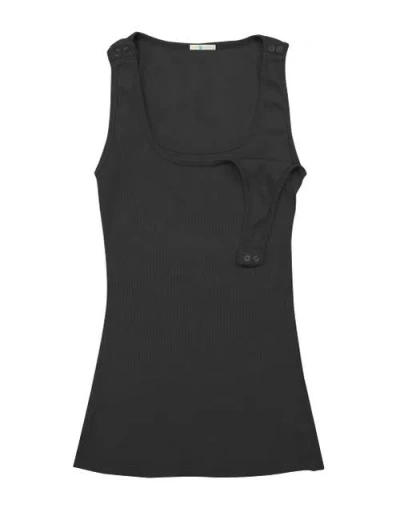 Bun Maternity Nursing Apparel Snap Ribbed Nursing Tank Top In Black