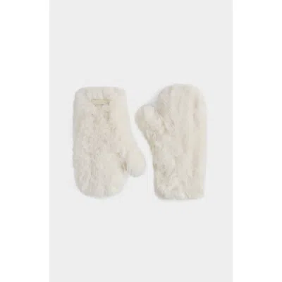Rudsak Eloise Knit Faux Fur Mittens In White