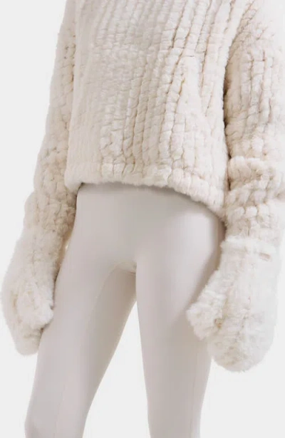 Rudsak Eloise Knit Faux Fur Mittens In White
