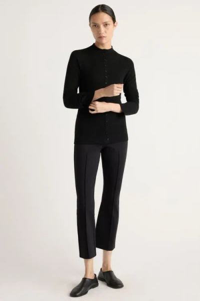 Modern Citizen Charlene Wool Button Mock-neck Sweater In Black