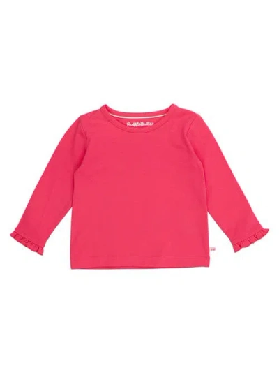 Rufflebutts Knit Long Sleeve Ruffle Layering Tee In Pink