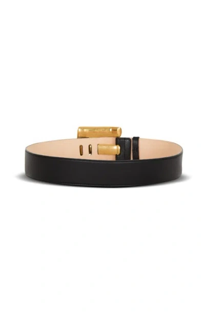 Balmain Large Anthem Calfskin Leather Belt In Black