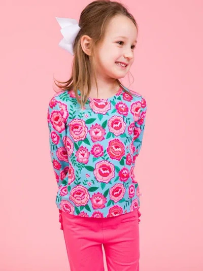 Rufflebutts Knit Long Sleeve Ruffle Layering Tee In Green