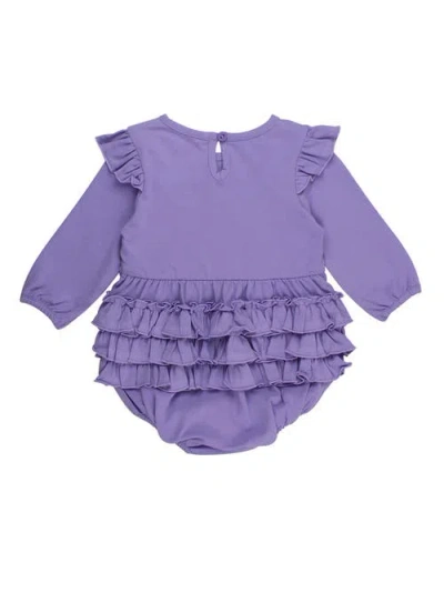 Rufflebutts Long Sleeve Flutter Bubble Romper In Purple