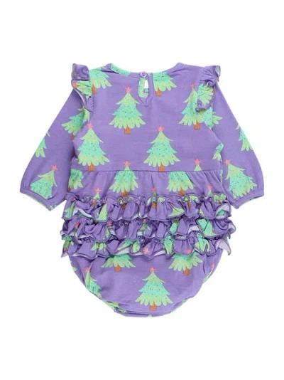 Rufflebutts Long Sleeve Flutter Bubble Romper In Purple
