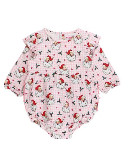 Rufflebutts Long Sleeve Flutter Bubble Romper In Pink