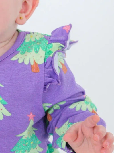 Rufflebutts Long Sleeve Flutter Bubble Romper In Purple