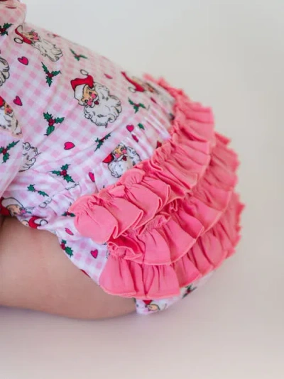 Rufflebutts Long Sleeve Flutter Bubble Romper In Pink