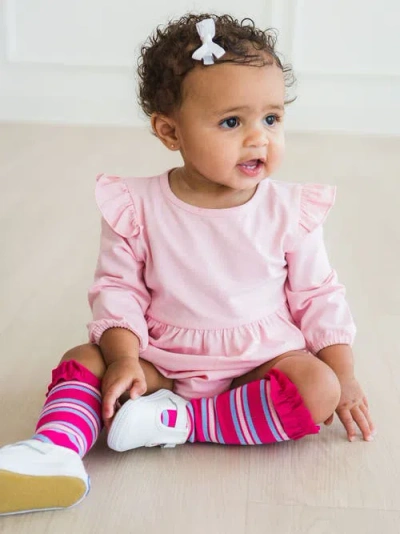 Rufflebutts Long Sleeve Flutter Bubble Romper In Pink