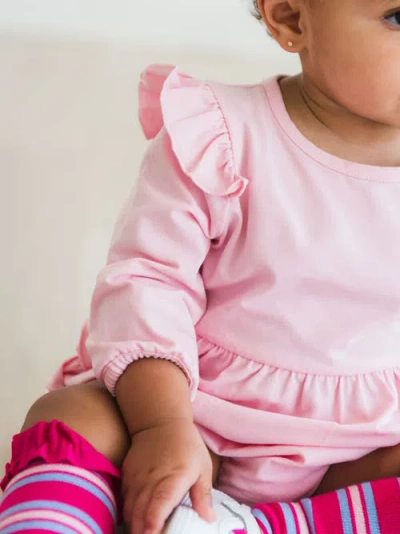 Rufflebutts Long Sleeve Flutter Bubble Romper In Pink