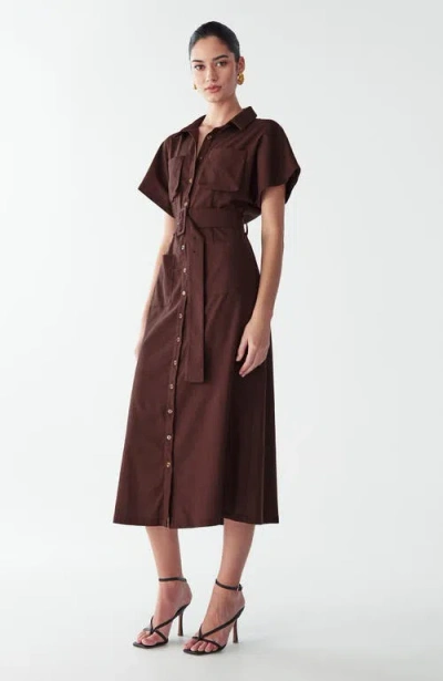 Willa Zel Midi Dress In Brown