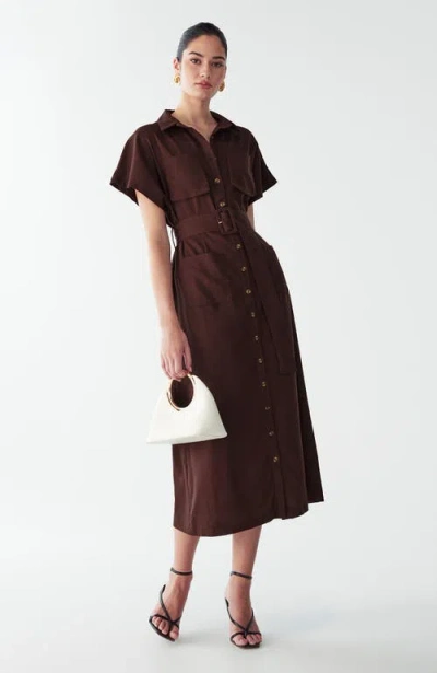 Willa Zel Midi Dress In Brown