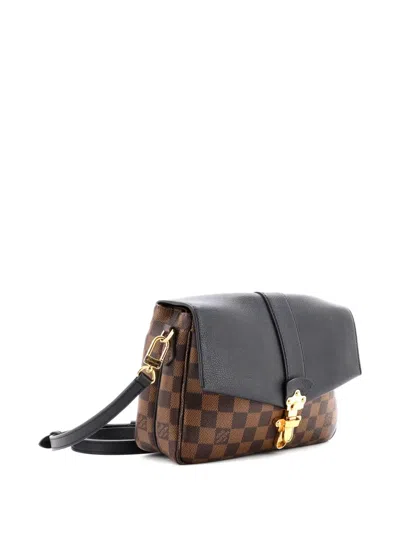 Pre-owned Louis Vuitton Clapton Handbag Damier And Leather Pm Crossbody Bag In Brown