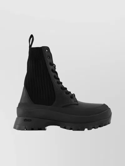 Stella Mccartney Androgynous Chunky Sole Boots In Leather In Black