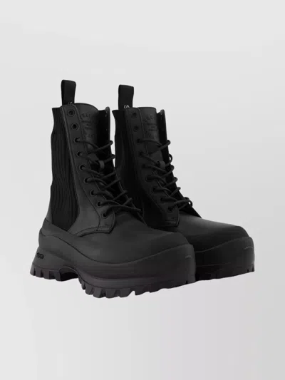 Stella Mccartney Androgynous Chunky Sole Boots In Leather In Black